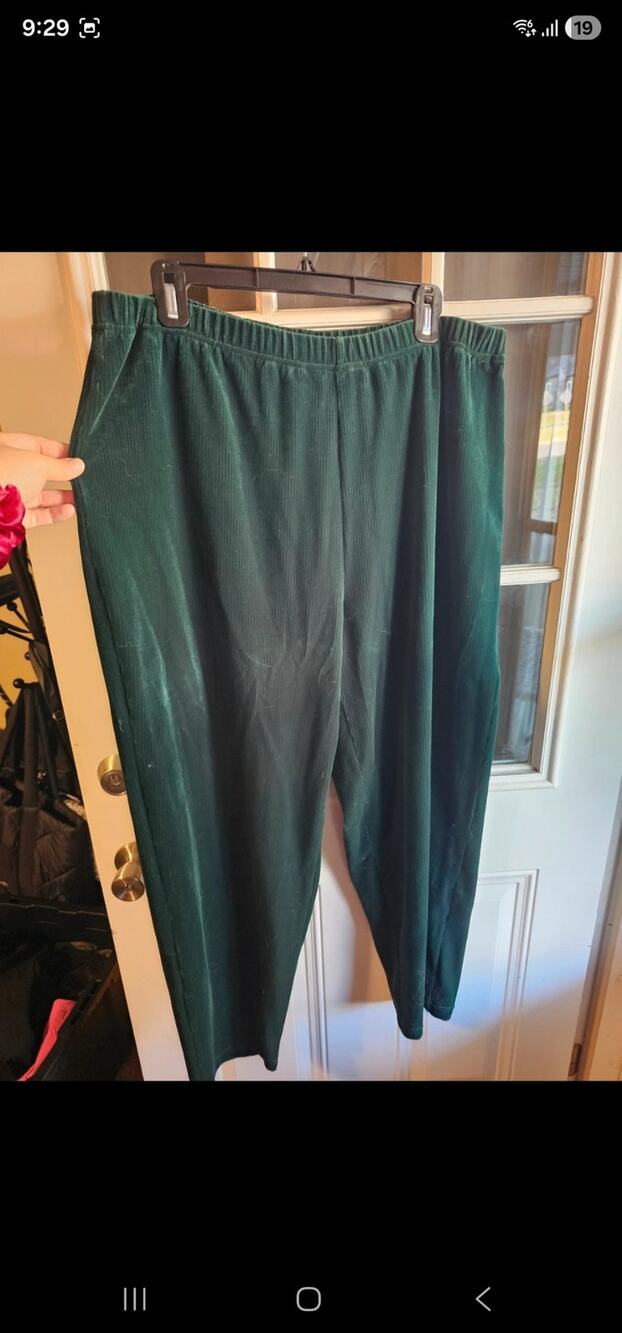 Y2K vintage forest green ribbed velour/plush knit pants 18W/20W